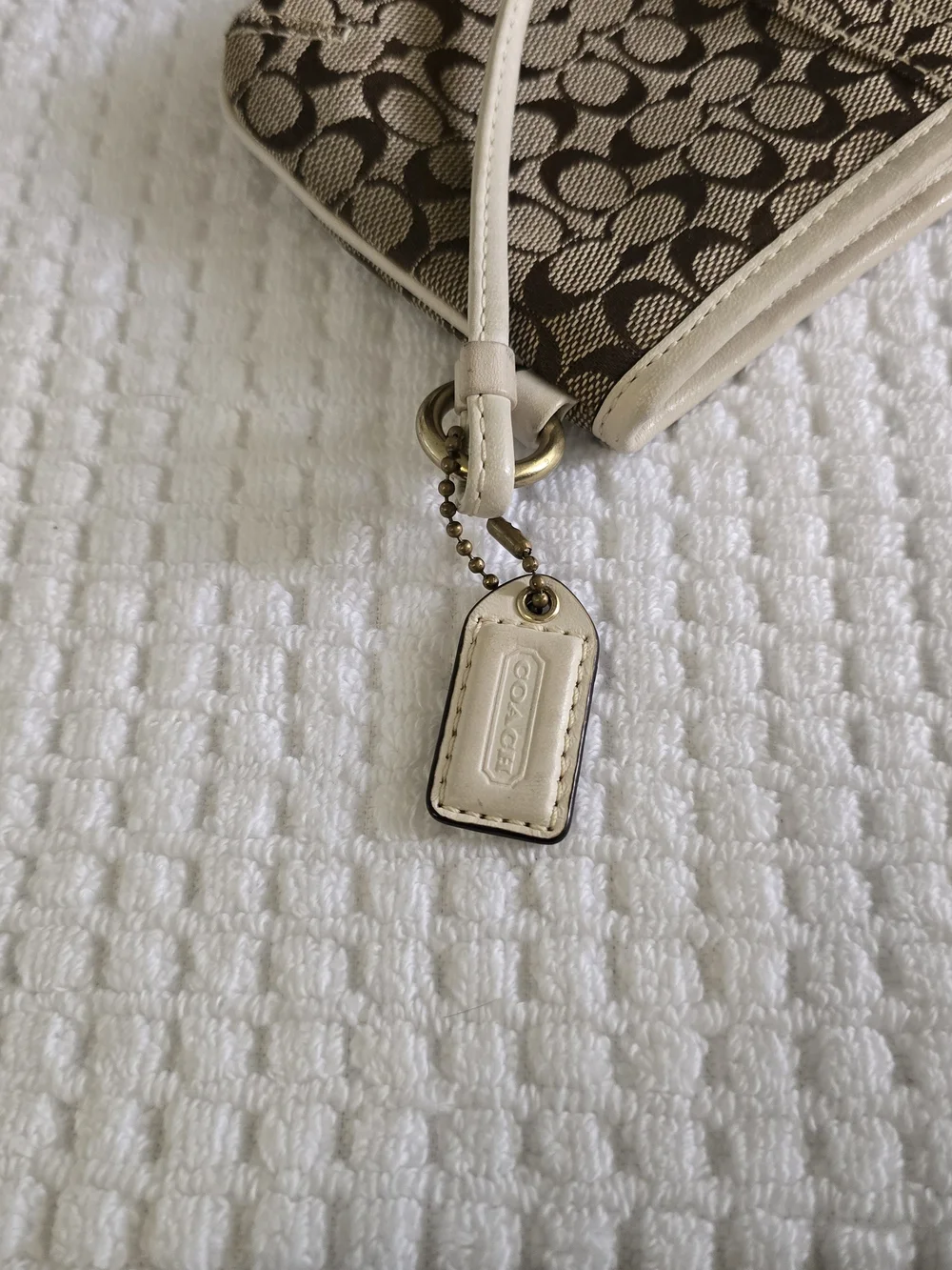 Coach Signature Canvas and Leather Shoulder Bag in Brown/Cream